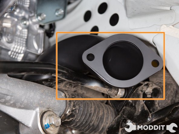 After twisting and twisting, the over pipe should now be in place and you are ready to bolt up the header and the up pipe.