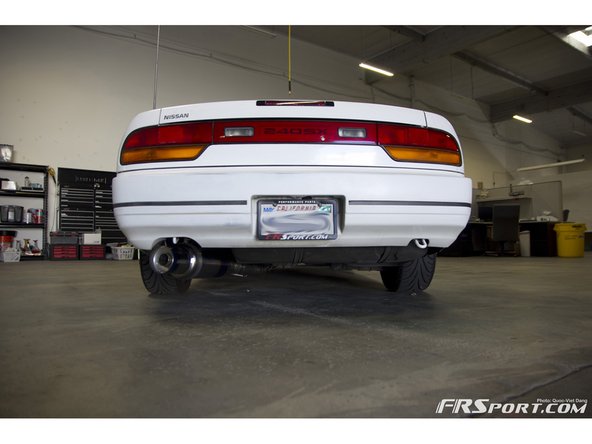 Here are some shots of the exhaust from outside the car after we lowered it from the jack stands.