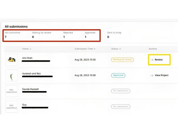 Navigate to the relevant submission folder in the 'Submissions' tab.