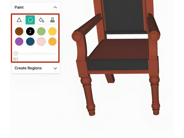 Use the Sphere tool to paint freehand on the model. The size of the brush can be adjusted using the slider