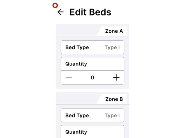Use the back screen to edit the number of empty beds available