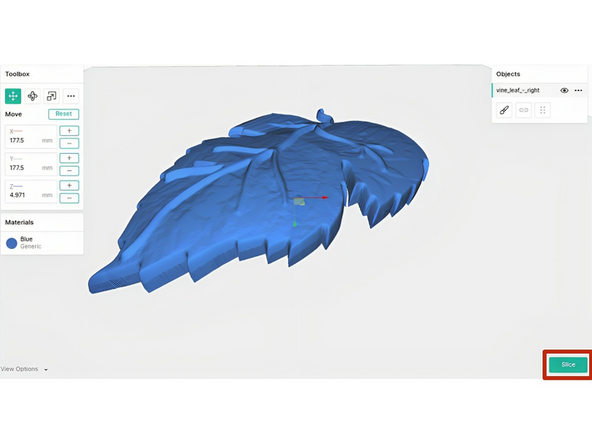 Use the 'Slice' button in the bottom right to slice your project