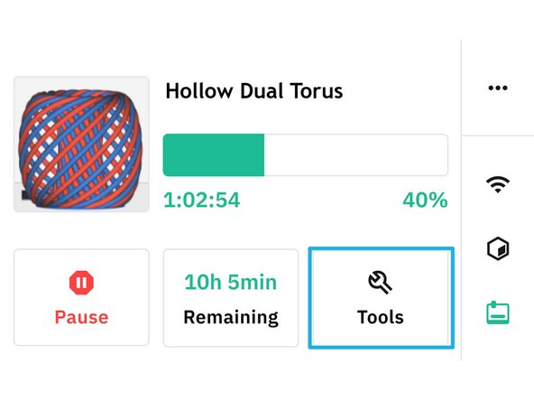Monitoring calibration: To view calibration pings while a print is in progress, go to Tools &gt; Pings from Palette's screen.