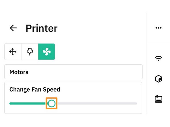 Use the slider to adjust the fan speed.