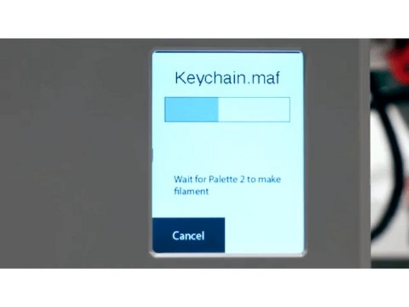 Load filament into the inputs, making sure not to use clear or transparent filament for any inputs as this will be used later in the calibration process. Allow Palette 2 to output filament with the outgoing tube disconnected.