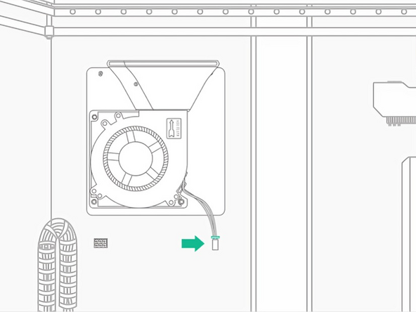 Plug the cable with the connector into the terminal on the right hand side. The connector will click when properly installed