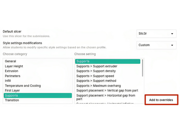 In the 'Printer Settings' tab the default printer profile, style profile and slicer are applied.
