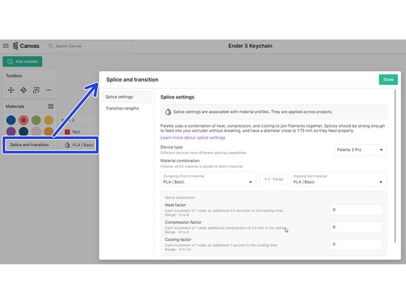Create a new material profile, by first clicking on a color swatch, and then selecting Add New Material. Enter the name for the material profile (e.g. filament manufacturer/brand) and save.
