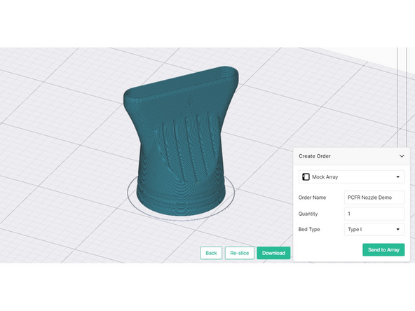 Enter a name for the order, the quantity (number of jobs or print runs that will be completed), and the bed type to be used.