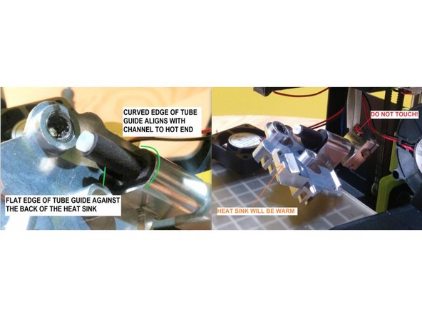 Ensure that you do not strain the wires connecting the hot end to the print head during this process as excessive force could cause damage.