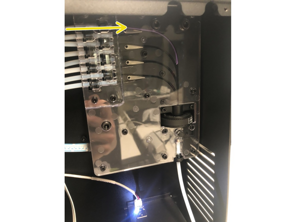 The merger flags should all be in the down position; if any are in the up position, this indicates that filament is caught below