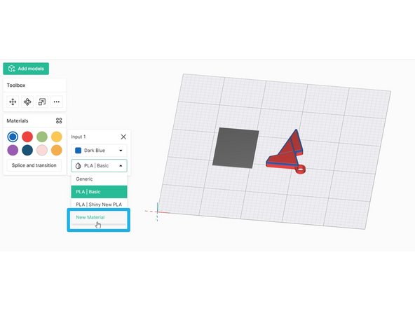 Material profiles are used for saving splice tuning settings, or using with style overrides. Material profiles are assigned to the color swatches in Canvas, which correspond with an input on Palette.