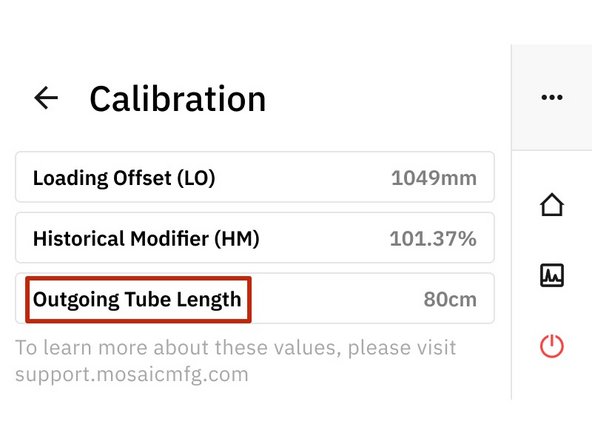 Calibration &gt; Outgoing Tube Length