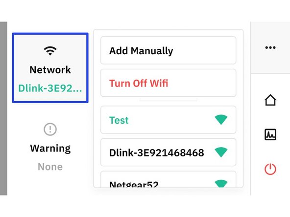 To connect your Palette to Wifi tap Network.