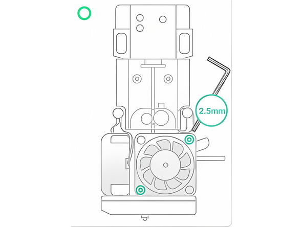 Re-install the heatsink fan by tightening the 2 socket-head bolts. Ensure that the hot-end is fully seated