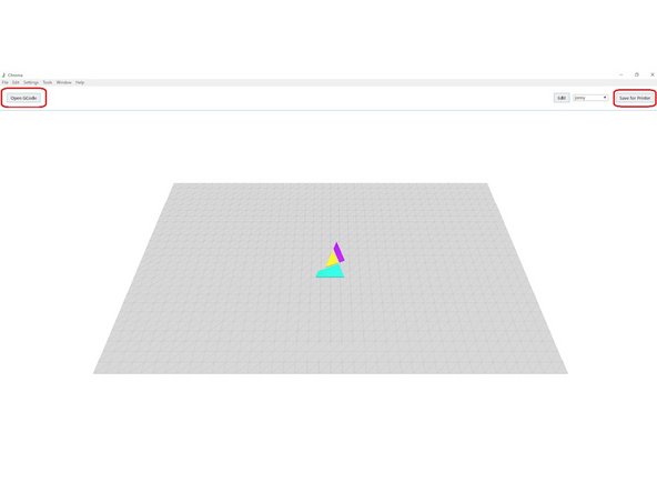 Once your slicer is set, slice your model and save the GCode file. Import this GCode into Chroma by clicking Load Print on the main window. This will create a preview of your model within Chroma. From here, click the Save for Printer button, and Chroma will then create two files: 