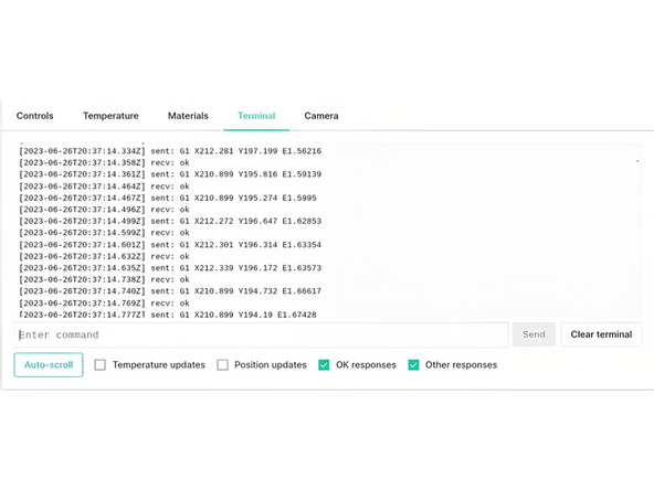 Please only use this terminal if you are familiar with G-Code commands.