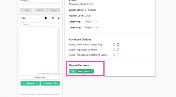 If the connection is successful, the status will change to Connected. You will be able to operate some Palette controls from here, and you can test the connection by pressing the Cut or Clear Palette 2 buttons to see Palette respond.