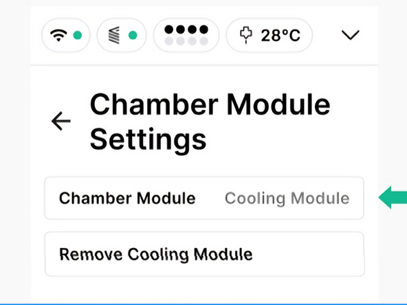 Under Configurations &gt; Chamber Module Settings, make sure the Cooling Module is shown