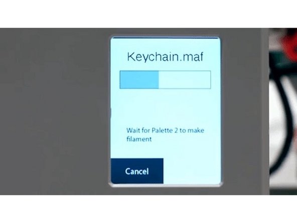 Palette will begin to create filament, and you will see it pass through the output and through the Teflon tubing.