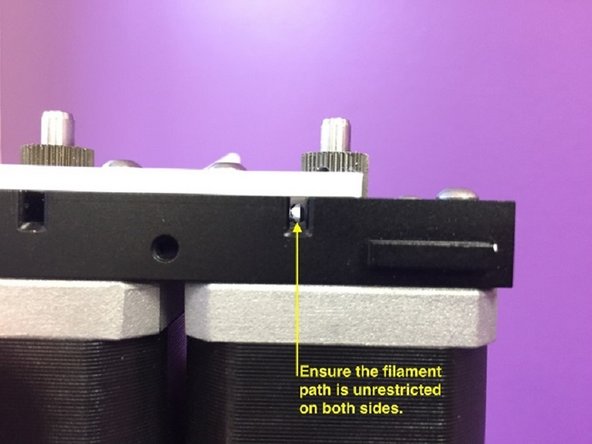 Once installed, check to see if the filament path is clear and unrestricted on both sides. Manually jog filament through to verify that there are no blockages.