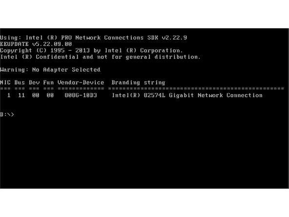 Invoke EEUPDATE.EXE by typing EEUPDATE and pressing ENTER. Tabulator may work to autocomplete the filename