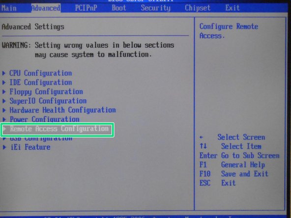 Select Remote Access Configuration