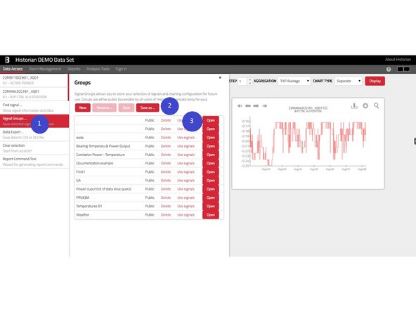 Panel Signal Groups (1) allow them to store their selection for a later use.