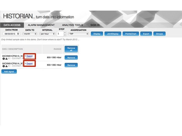 Signal data may be exported either for one signal or for all signals at once.