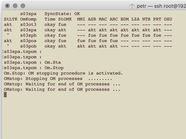 Stop OM650 system by the command