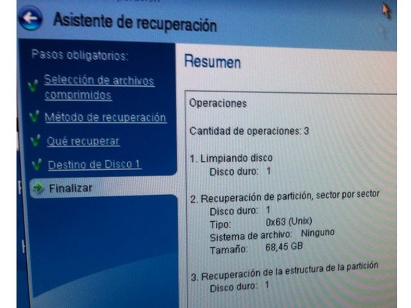 All recovery tasks are listed here.