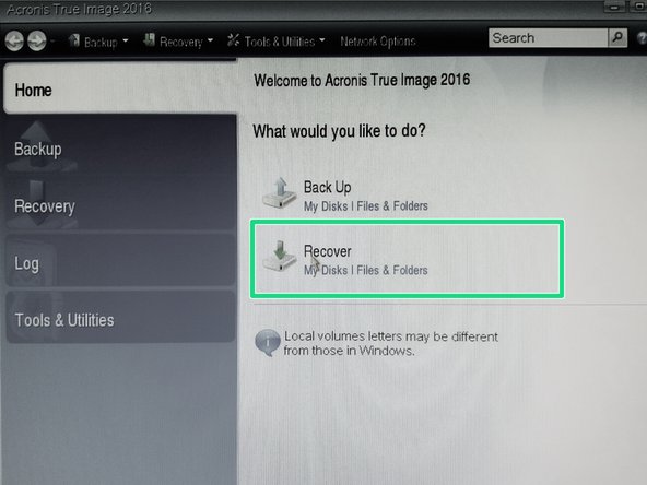 Select &quot;Recover&quot; procedure