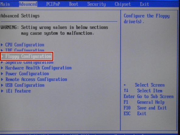 Select Floppy Configuration