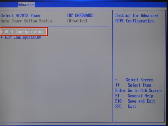 Select ACPI Configuration