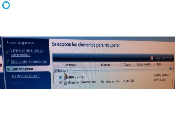 Select which hardisk from archive you would like to recover