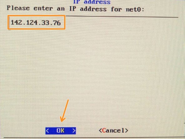 Borramos IP por defecto con la tecla Backspace