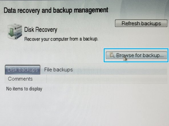 Browse for backup - this is located on your backup ftp server