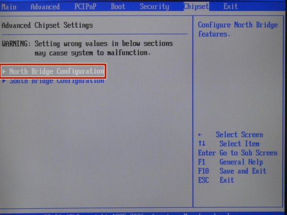 Select North Bridge Configuration