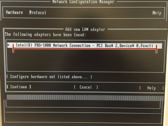 Add new LAN adapter Intel(R) PRO/1000 Netw.....