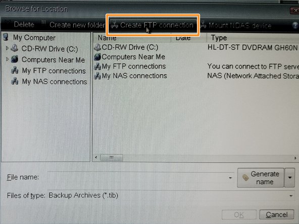 Create new ftp connection