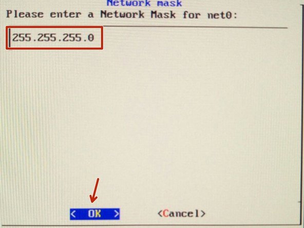 The Network mask la dejamos igual and Ok