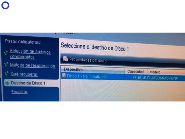Select hardisk on target computer to restore