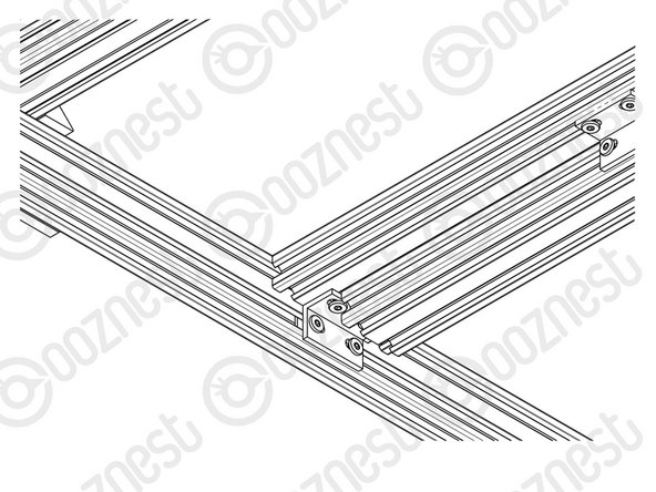 Through the two holes on each Universal-Bracket-Double, attach a M5-Low-Profile-8mm bolt and slightly thread on a M5-Drop-In-Tee-Nut.
