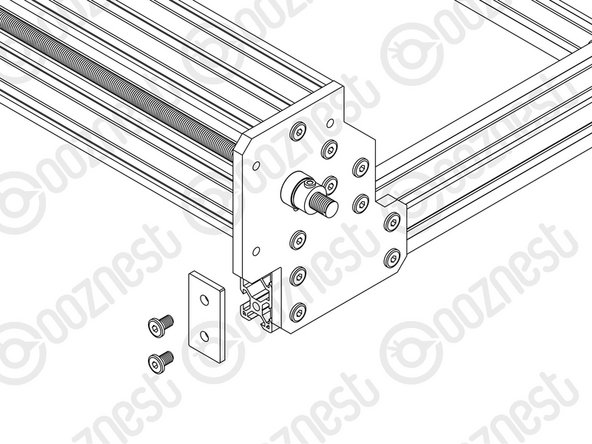 Attach an End-Cap to front left end of the V-Slot-2040-745mm using 2 x M5-Low-Profile-8mm bolts.