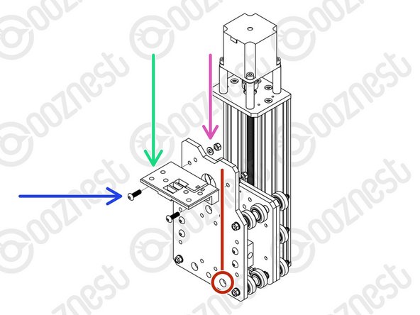 A Drag-Chain-Mount needs to be attached to the X-Plate-Back.