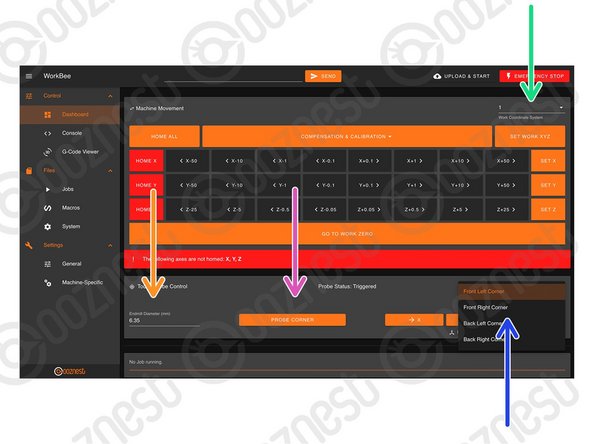 Select the Work Coordinate system you would like to probe in.