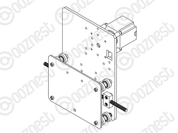 Run any piece of C-Beam extrusion in-between the two rows of wheels. Initially, there may be a small amount of play between the C-Beam and wheels. Turn the assembly upside down so the C-Beam is sitting on the row of wheels with the Aluminium-Spacer-6mms.