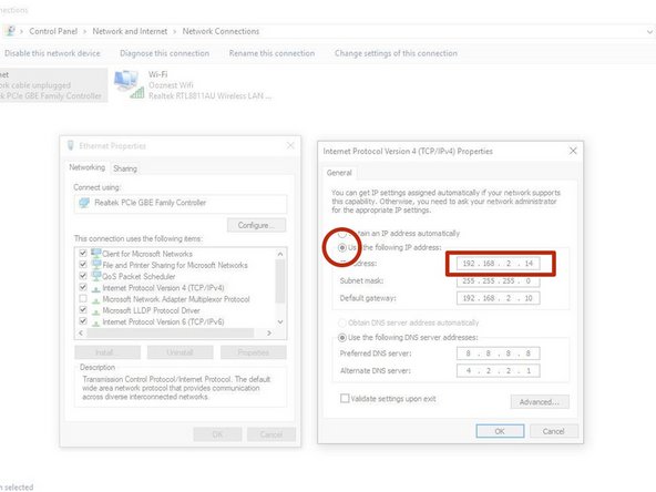 Click -&gt; Use the following IP address: