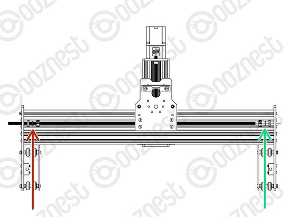 Starting with the X-Axis. Thread back through the Lead-Screw so the end of it is on the inside of the extrusion channel.