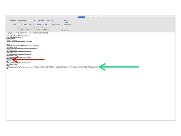 Once connected SerialTools will continue scrolling 'WiFi reported error: no known networks found WiFi module is idle'